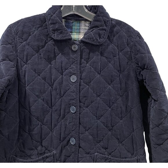 Quilted Corduroy Jacket Womens Small Blue Plaid Preppy Gorpcore Fall Reversible - Picture 2 of 8